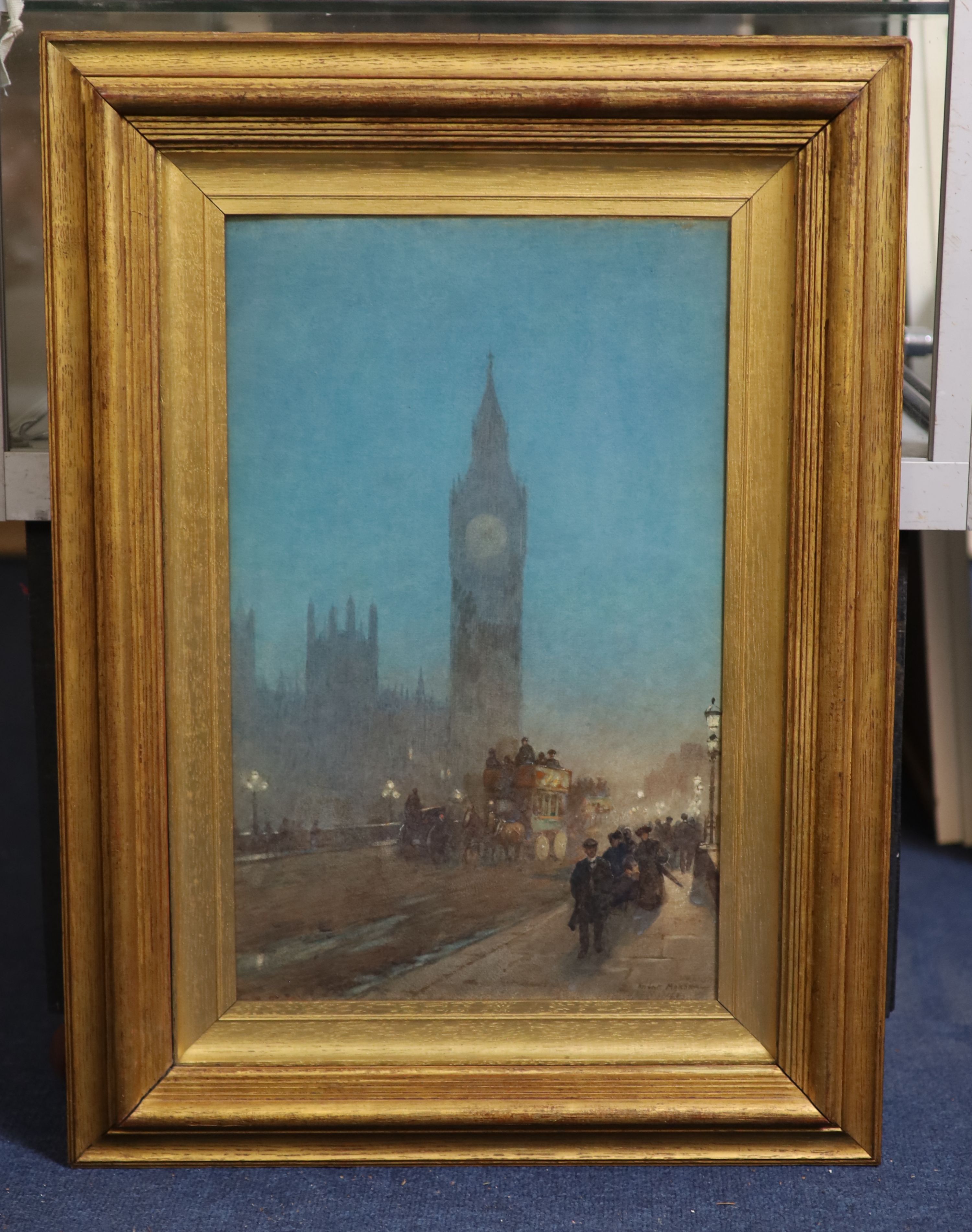 Herbert Menzies Marshall (1841-1913), Twilight on Westminster Bridge, watercolour, 45 x 28 cm